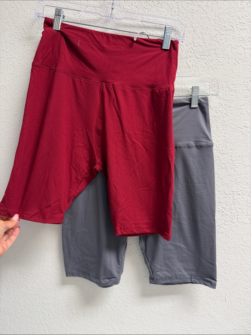NWT High-Waist Bike Shorts 8”  - Burgundy & Gray (2-Pack)